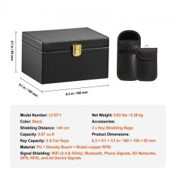 Signaalinsuojauslaatikko PU-nahka musta 160x130x93 mm 5–8 autonavainta avaimille ja puhelimille