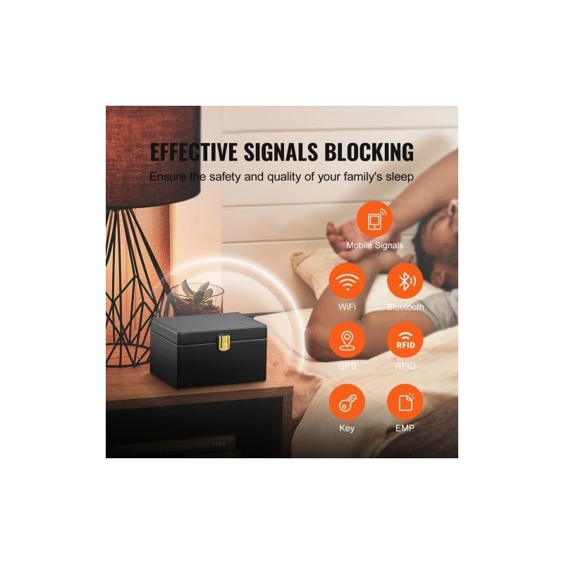 Faraday-laatikko PU-nahka musta 160×130×93 mm 5–8 avainta