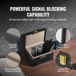 Faraday-laatikko PU-nahka musta 160×130×93 mm 5–8 avainta