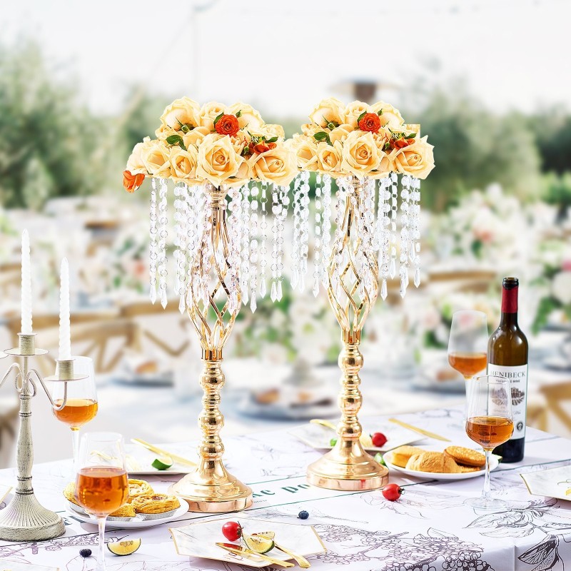 Metallinen kukkateline hiiliteräs 55 cm 2 kpl ranskalainen kulta häät juhlapöytä