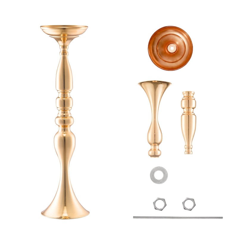 Hiiliteräksinen juhlamaljakko 50 cm 24 kappaletta ranskalaiskultainen pöytäkeskiö