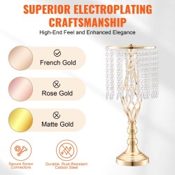 Hiiliteräksinen kukkateline 49 cm korkea ranskan kullanvärinen 12 kpl juhlapöytiin