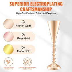 Maljakkoteline hiiliteräksinen 43 cm 10 kpl ranskalainen kulta hääjuhliin