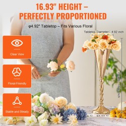 Maljakkoteline hiiliteräksinen 43 cm 10 kpl ranskalainen kulta hääjuhliin