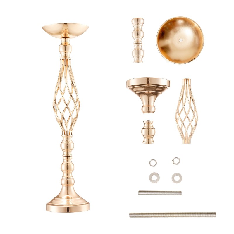 Hiiliteräksinen juhlamaljakko 58 cm 20 kpl kultainen pöytäkoriste