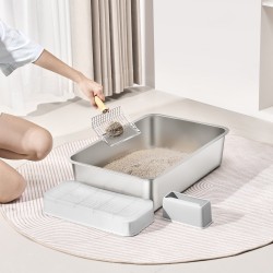 Kissanvessa 2 kappaleen ruostumattomasta teräksestä 150 millimetriä syvä sopii suurikokoisille kissoille