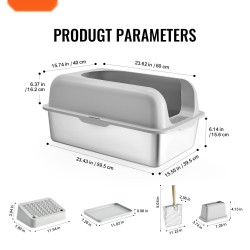 Kissan hiekkalaatikko ruostumattomasta teräksestä suuri kolmenkymmenen litran kuuden tuuman syvyys
