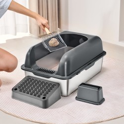 Ruostumaton teräksinen kissanvessa 30 litran 6 tuuman reunoilla suodattava jalkataso metallinen lapio