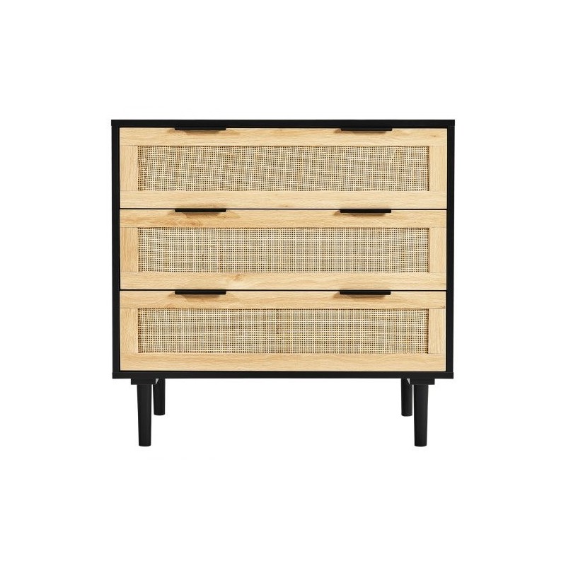 Rottinkilipasto luonnonrottinki MDF-runko 3 laatikkoa musta 800x760x400 mm