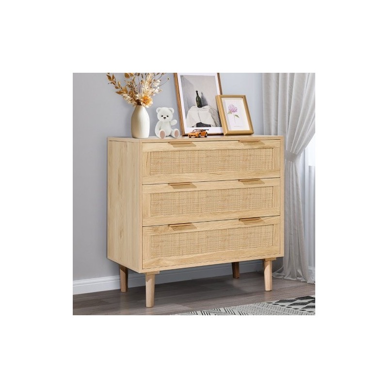 Rottinkilipasto 3 laatikkoa MDF runko luonnollinen puunsävy tukevat jalat