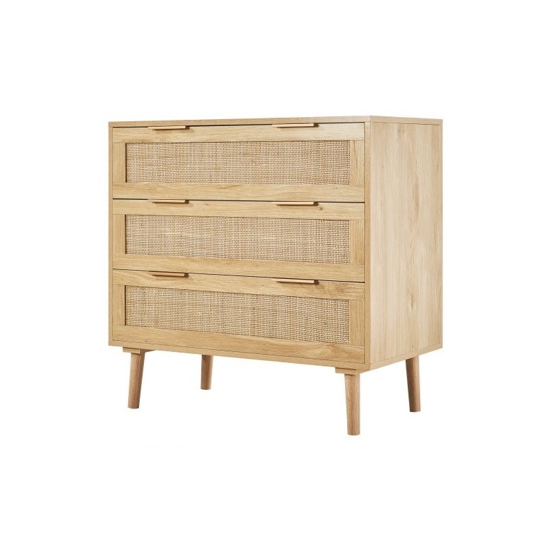 Rottinkilipasto 3 laatikkoa MDF runko luonnollinen puunsävy tukevat jalat