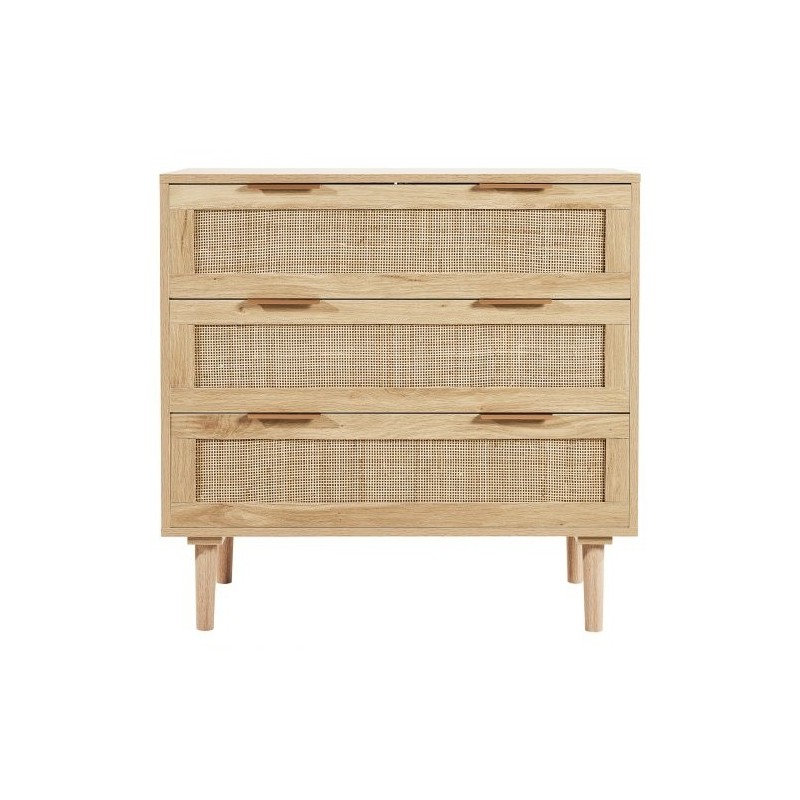 Rottinkilipasto 3 laatikkoa MDF runko luonnollinen puunsävy tukevat jalat