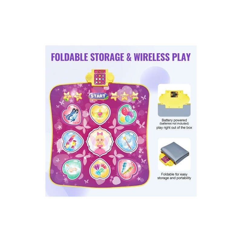 Tanssimatto vinyyli yhdeksän painiketta taitettava kolme pelitilaa