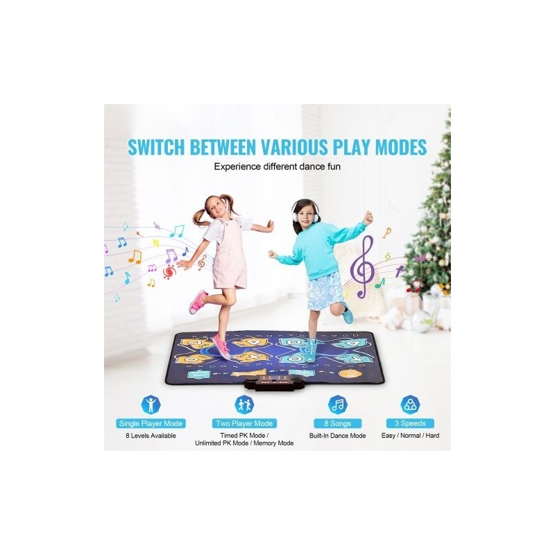 Tanssimatto PEVA pohja kahdeksan painiketta yksin ja kaksin säädettävä äänenvoimakkuus sisäänrakennettu musiikki