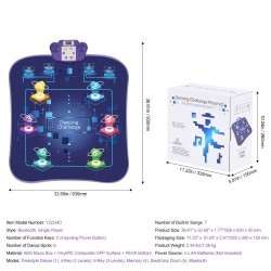 Elektroninen tanssimatto kuudella tanssipaikalla 5 pelitilaa LED-valot langaton musiikkiyhteys taitettava paristokäyttöinen