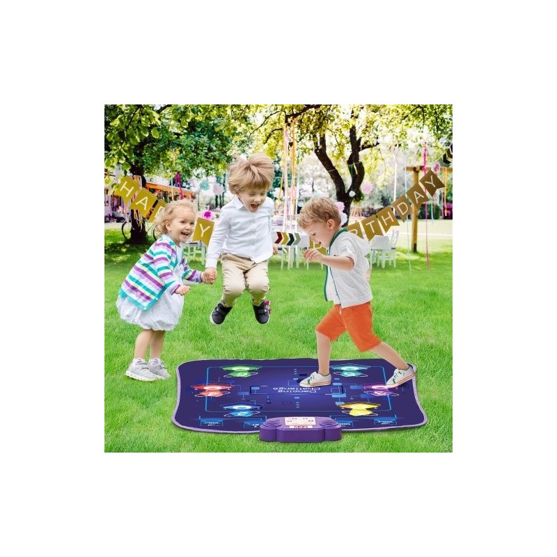 Elektroninen tanssimatto kuudella tanssipaikalla 5 pelitilaa LED-valot langaton musiikkiyhteys taitettava paristokäyttöinen