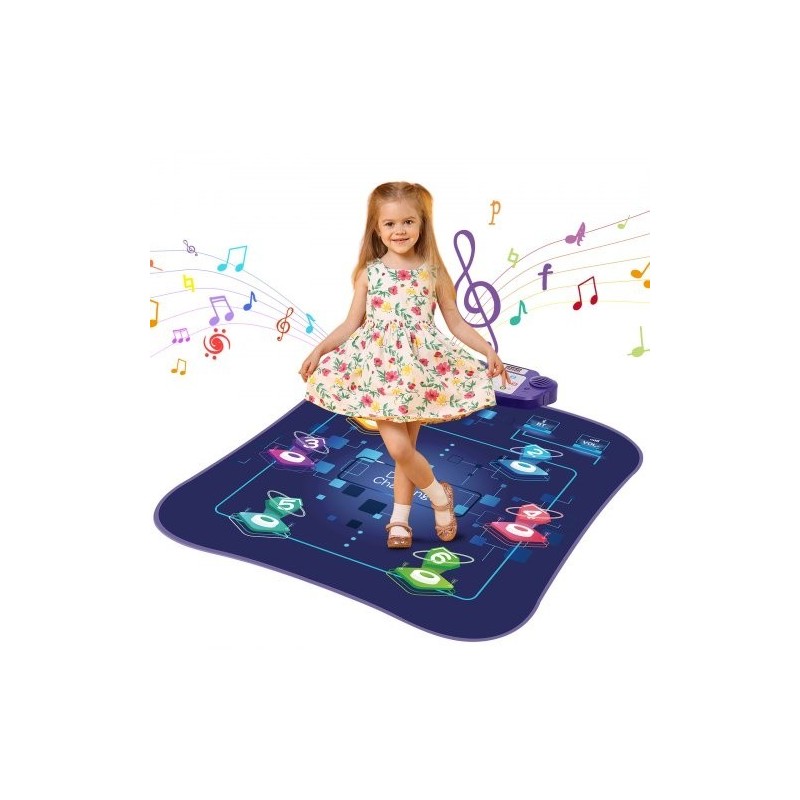 Elektroninen tanssimatto kuudella tanssipaikalla 5 pelitilaa LED-valot langaton musiikkiyhteys taitettava paristokäyttöinen