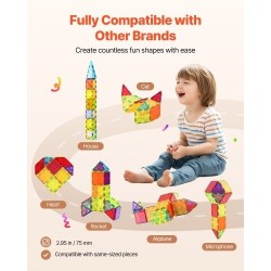 Magneettinen rakennuspalikkasetti 32 kpl ABS-muovi ferriittimagneetit oranssi säilytyspussi lapsille