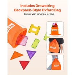 Magneettinen rakennuspalikkasetti 32 kpl ABS-muovi ferriittimagneetit oranssi säilytyspussi lapsille