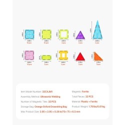 Magneettinen rakennuspalikkasetti 32 kpl ABS-muovi ferriittimagneetit oranssi säilytyspussi lapsille