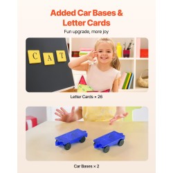 Magneettiset rakennuspalikat ABS-muovia 121 osaa 2 auton alustaa ja 26 numerokorttia