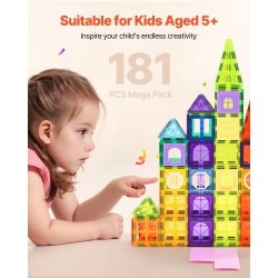 Magneettipalikkasetti 181 osaa muovia ja ferriittimagneetteja sisältäen säilytyspussin