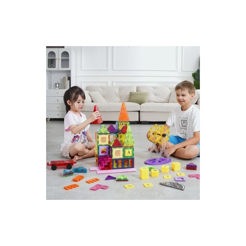 Magneettipalikkasetti 181 osaa muovia ja ferriittimagneetteja sisältäen säilytyspussin