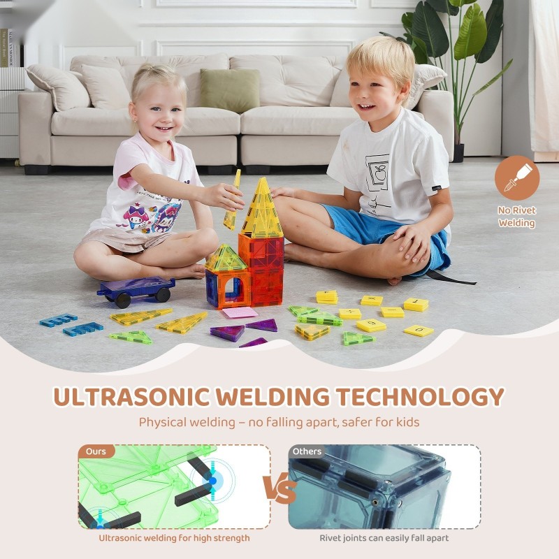 Magneettirakennussarja 55 osaa ABS-muovi ferriittimagneetit autonalusta 16 numerokorttia