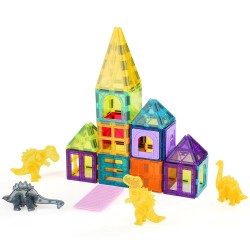 Magneettiset rakennuspalikat muovia viisikymmentäkuusi osaa neljä dinosaurusta yli kolme vuotta