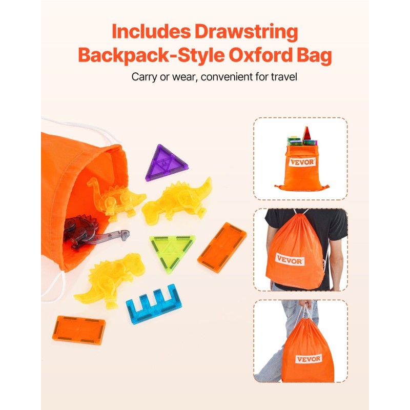 Magneettiset rakennuspalikat muovia viisikymmentäkuusi osaa neljä dinosaurusta yli kolme vuotta