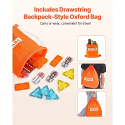 Magneettiset rakennuspalat 56 osaa ABS-muovi ferriittimagneetit oranssi säilytyspussi lapsille