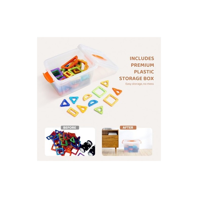 Magneettiset rakennuspalat 123 osaa ABS-muovista neodyymimagneetein pyöräosilla 5-vuotiaille