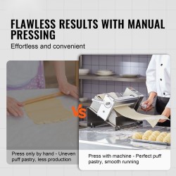 Manuaalinen taikinakaulin pöytämalli ruostumattomasta teräksestä säädettävä 0–12 mm irrotettavalla kahvalla