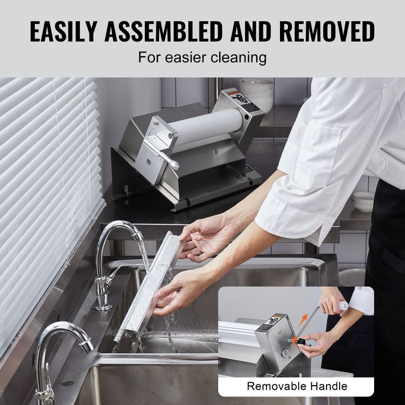 Manuaalinen taikinakaulin pöytämalli ruostumattomasta teräksestä säädettävä 0–12 mm irrotettavalla kahvalla