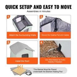 Lämmitettävä kissamökki ulkokäyttöön 600D Oxford-kangas vedenpitävä 30W säädettävä lämpötila taitettava