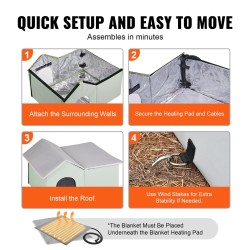 Lämmitetty kissatalo ulkokäyttöön 600D-kangas 50W lämmitysalusta säädettävä lämpötila vihreä