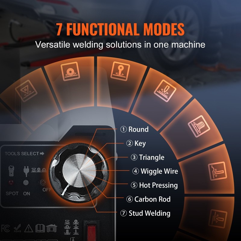Pistehitsauslaite 1800 watin manuaalisäätö seitsemällä toimintatilalla auton koripeltien oikaisuun