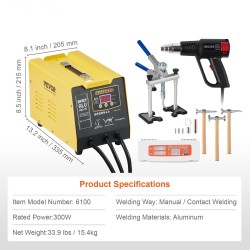 Pistohitsauslaite alumiinille 300W lommojen oikaisuun manuaali ja automaattinen kuumailmapuhaltimella