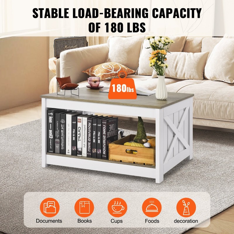 Sohvapöytä neliönmuotoinen 80x80 cm lastulevy ja massiivipuu avoin säilytyslokero harmaa-valkoinen