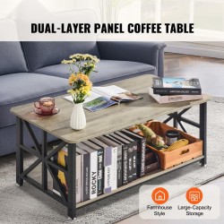 Sohvapöytä lastulevy metallirunko 1000x500x465 mm ruskea musta avoin hylly