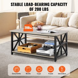 Sohvapöytä lastulevy metallirunko 1000x500x465 mm ruskea musta avoin hylly