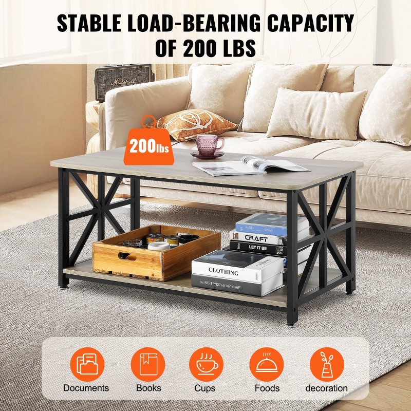 Sohvapöytä lastulevy metallirunko 1000x500x465 mm ruskea musta avoin hylly