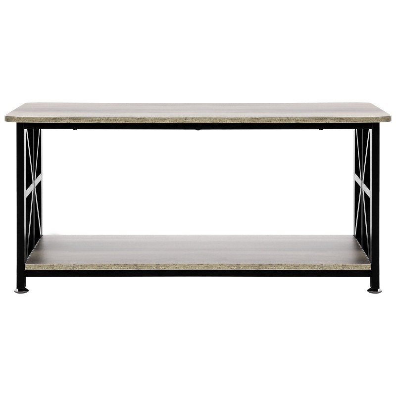 Sohvapöytä lastulevy metallirunko 1000x500x465 mm ruskea musta avoin hylly