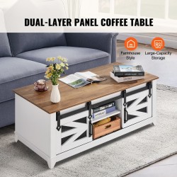 Sohvapöytä 121 cm luonnonpuu valkoinen kaksitasoinen liukuovilla lastulevy metallirunko mäntyjalat