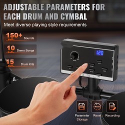 Sähkörumpusetti 15 rumpua yli 150 ääntä 6,5 tuuman mesh-kalvo USB MIDI kuulokkeet