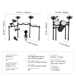 Sähköinen rumpusetti 8 tuuman verkkomallinen virveli 10 tuuman symbaalit USB-MIDI-tuki aloittelijoille aikuisille