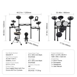Elektroninen rumpusetti 8 tuuman meshvirveli 10 tuuman symbaalit 32 rumpusettiä 480 soundia