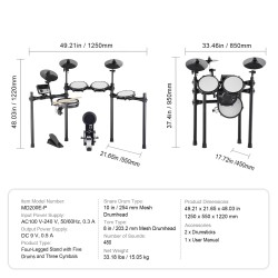 Sähkörumpusetti verkkokalvoilla 5 rumpua 3 symbaalia 32 settiä 480 ääntä