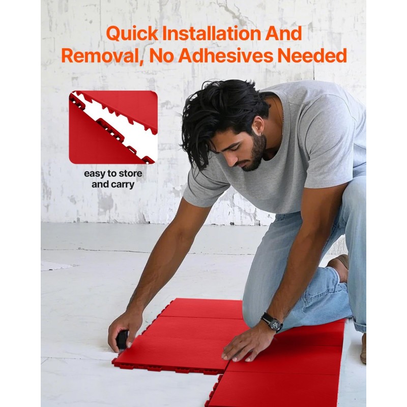 Harjoittelulattialaatat polypropeeni 315x315 mm 8 kappaletta punainen jääkiekon kuivaharjoitteluun