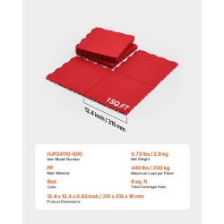 Harjoittelulattialaatat polypropeeni 315x315 mm 8 kappaletta punainen jääkiekon kuivaharjoitteluun